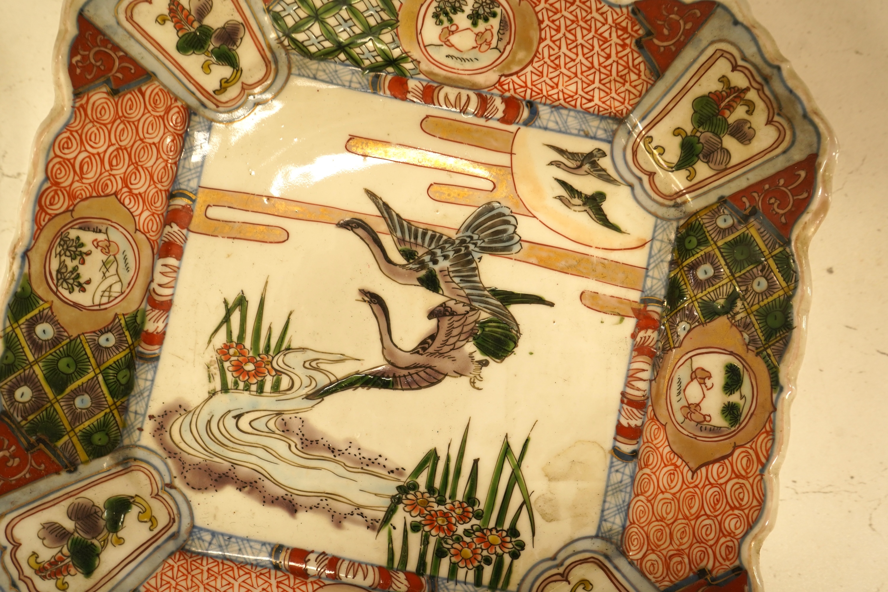 Two Japanese Imari dishes, Meiji period, largest 32.5cm